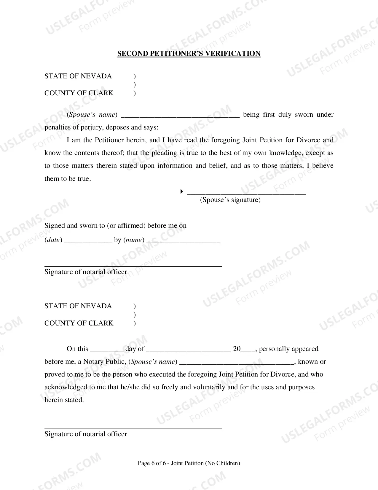 Preview Joint Petition:Joint Petition for Divorce - No Kids