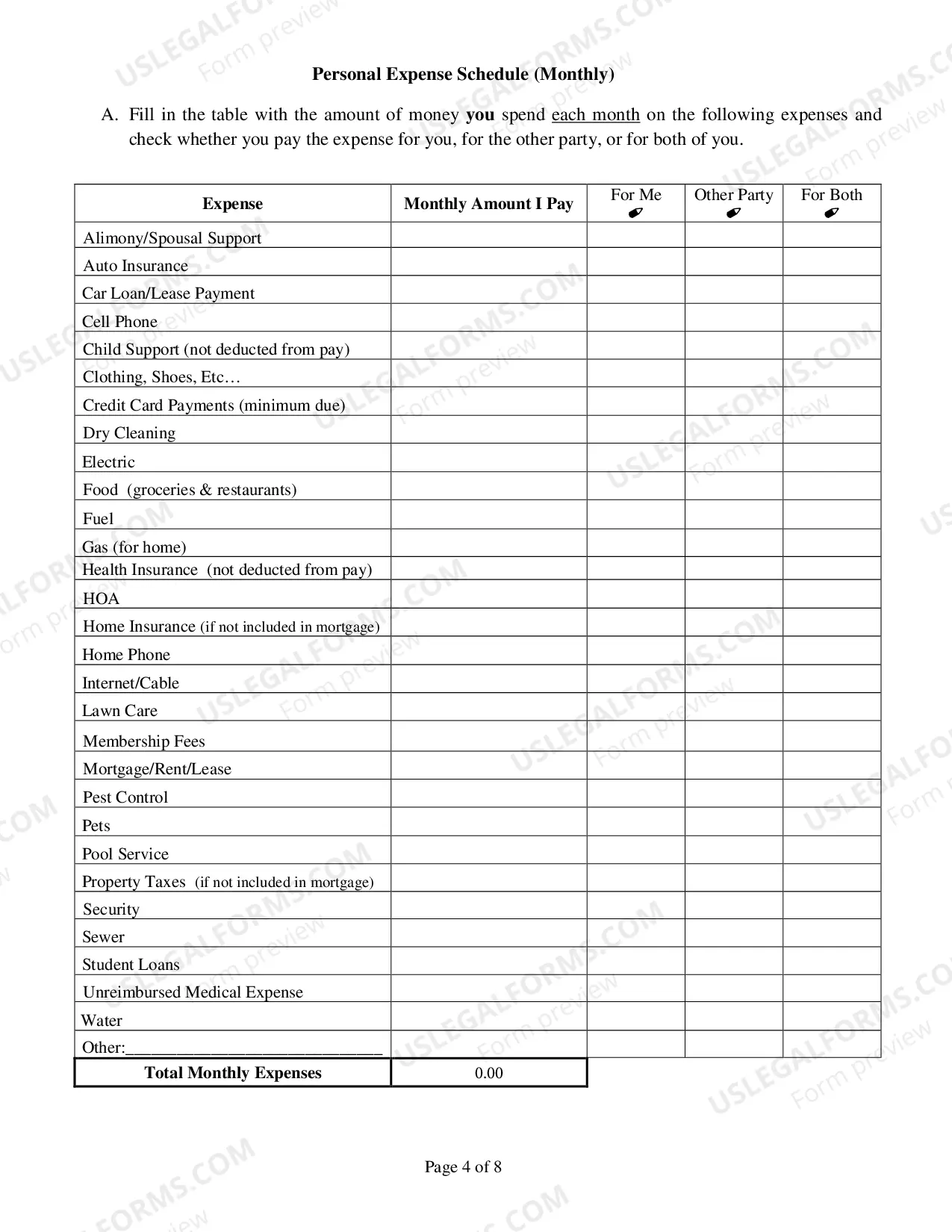 Preview Financial Disclosure Form - General