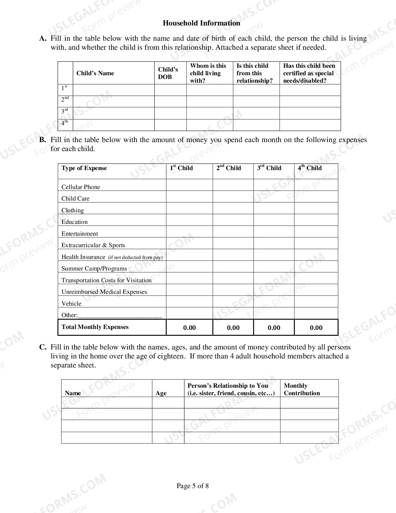 Preview Financial Disclosure Form - General