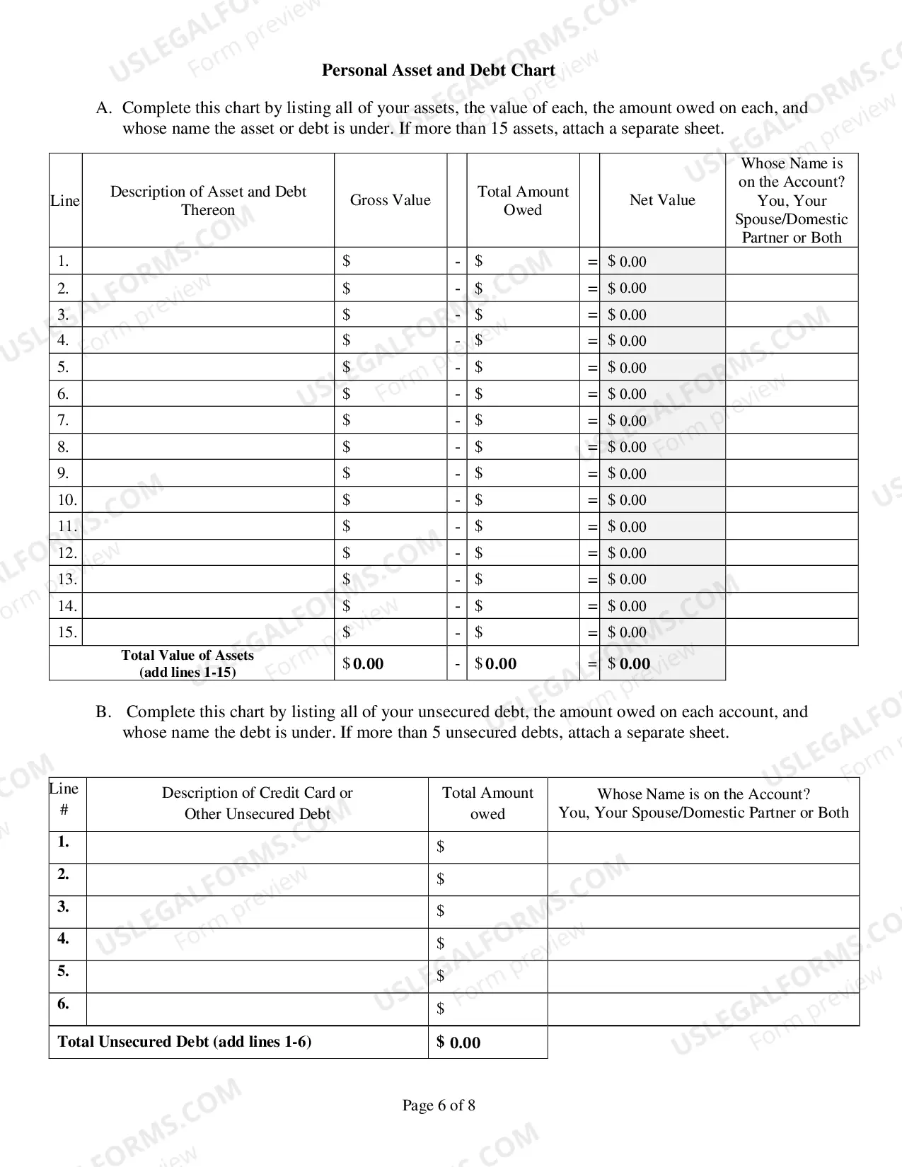 Preview Financial Disclosure Form - General