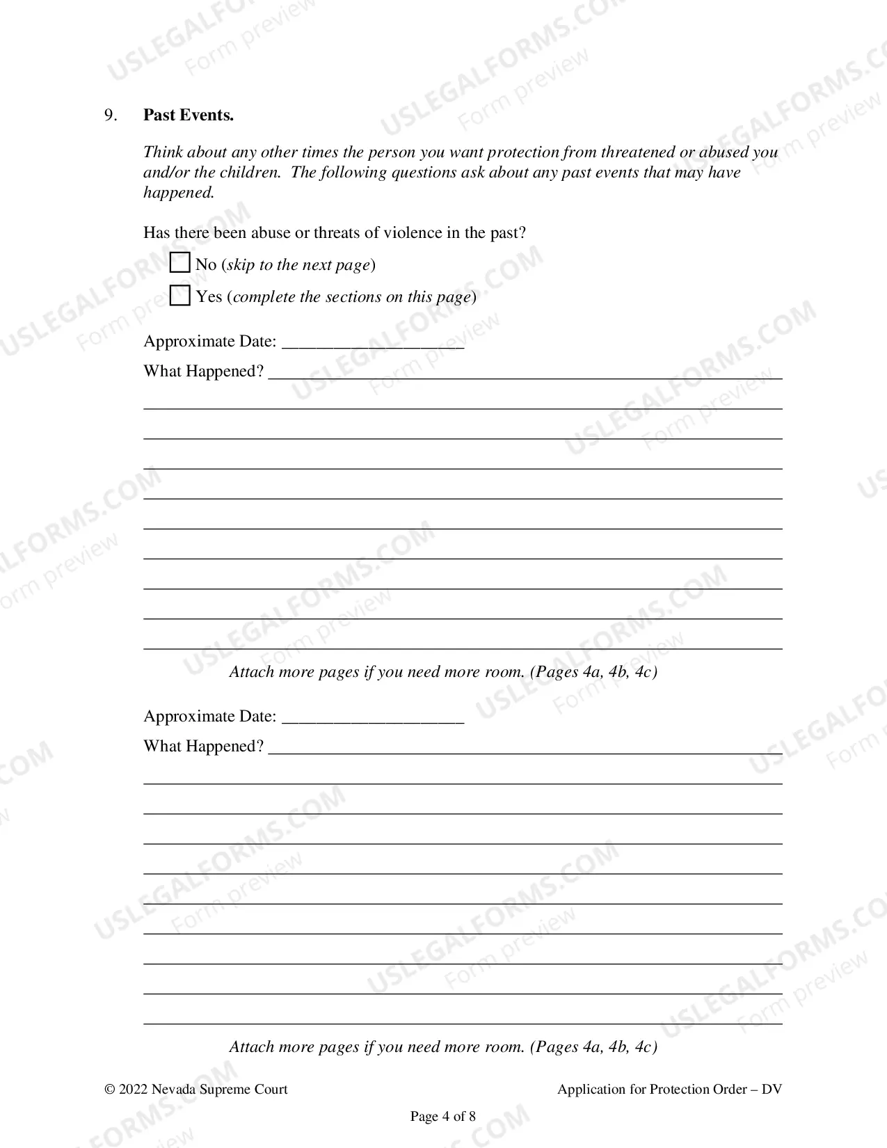 Preview Application For A Temporary And Or Extended Order for Protection Against Domestic Violence