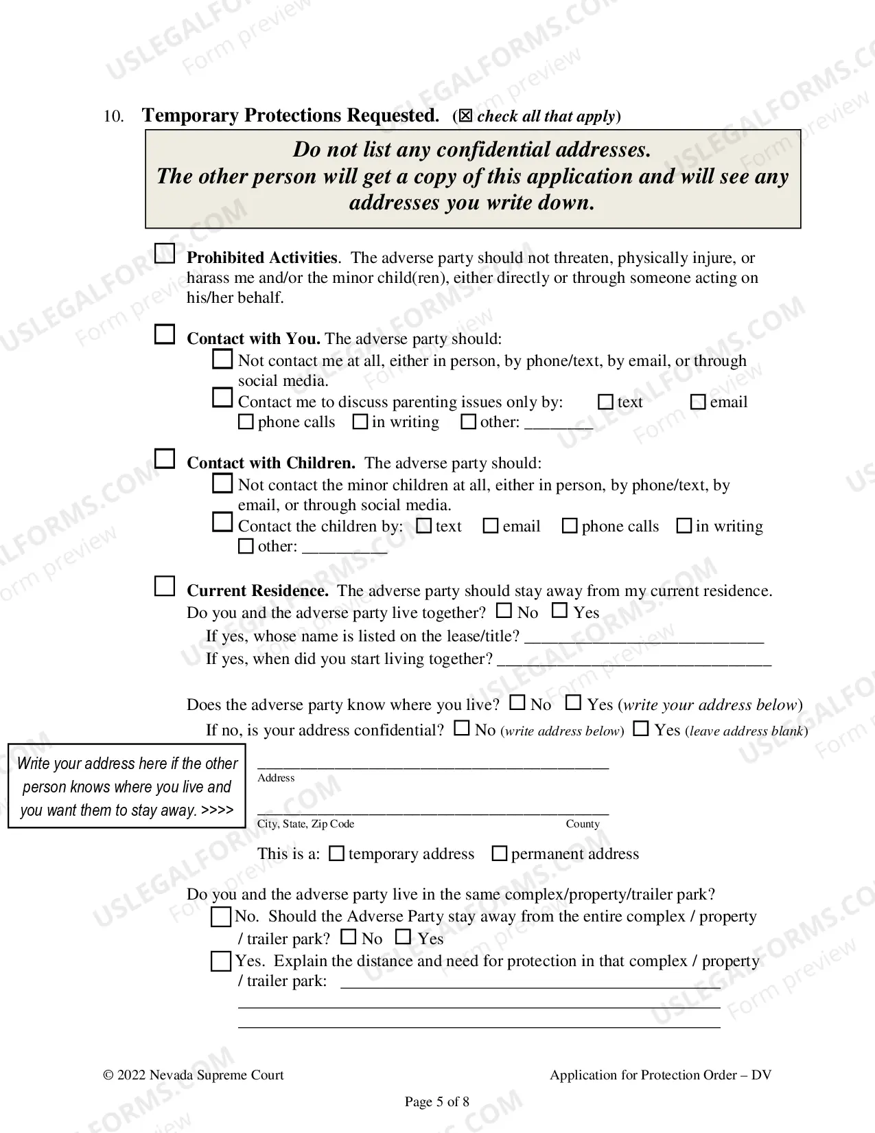 Preview Application For A Temporary And Or Extended Order for Protection Against Domestic Violence