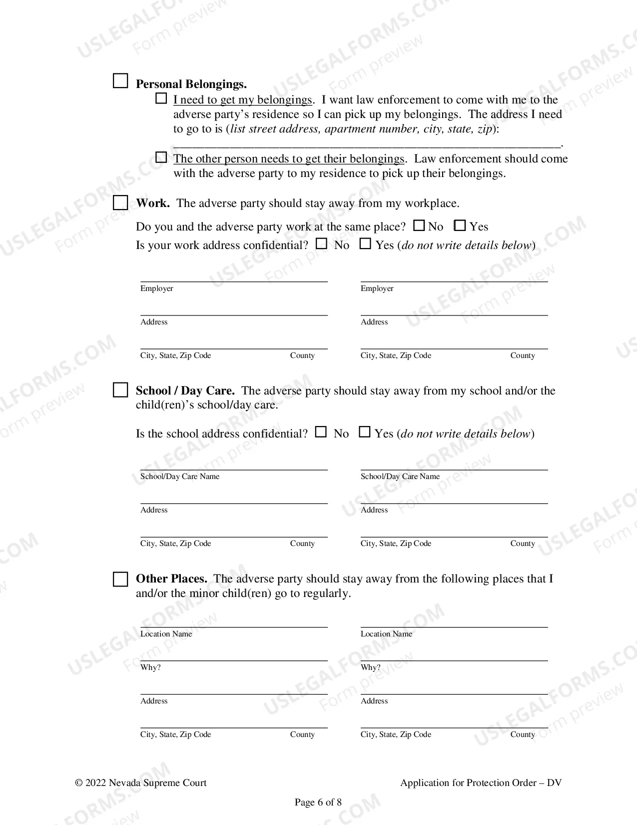 Preview Application For A Temporary And Or Extended Order for Protection Against Domestic Violence