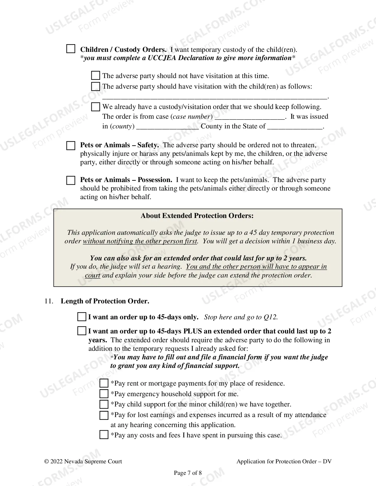 Preview Application For A Temporary And Or Extended Order for Protection Against Domestic Violence