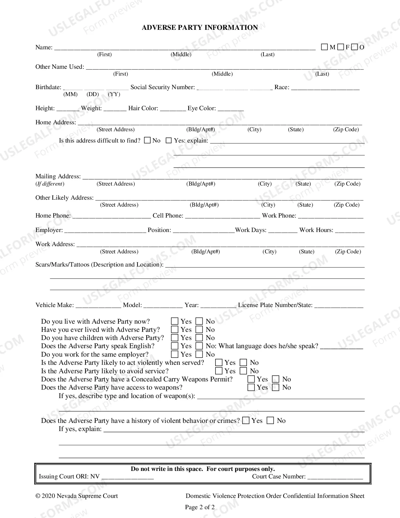 Preview Domestic Violence Protection Order Information