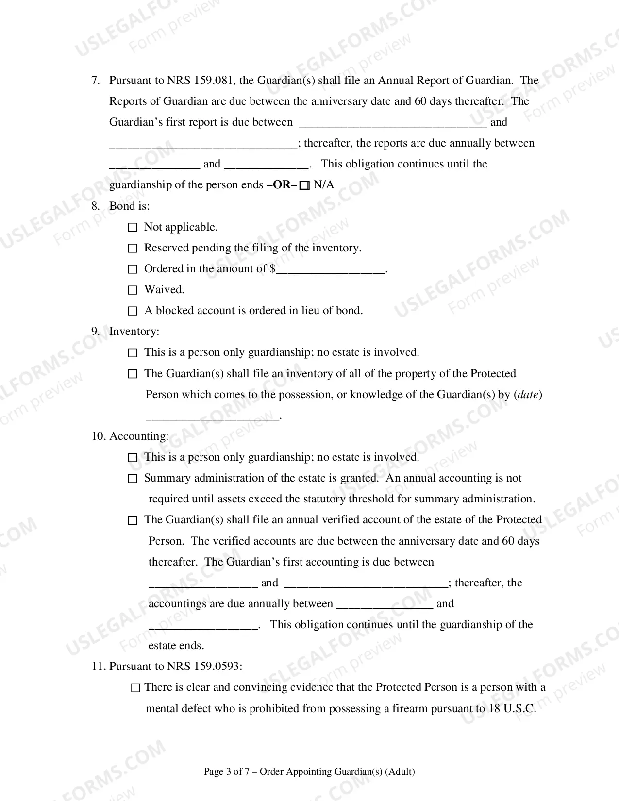 Preview Order Appointing Guardian(s) - Adult