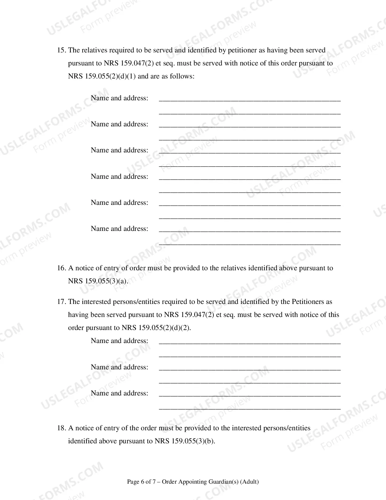 Preview Order Appointing Guardian(s) - Adult