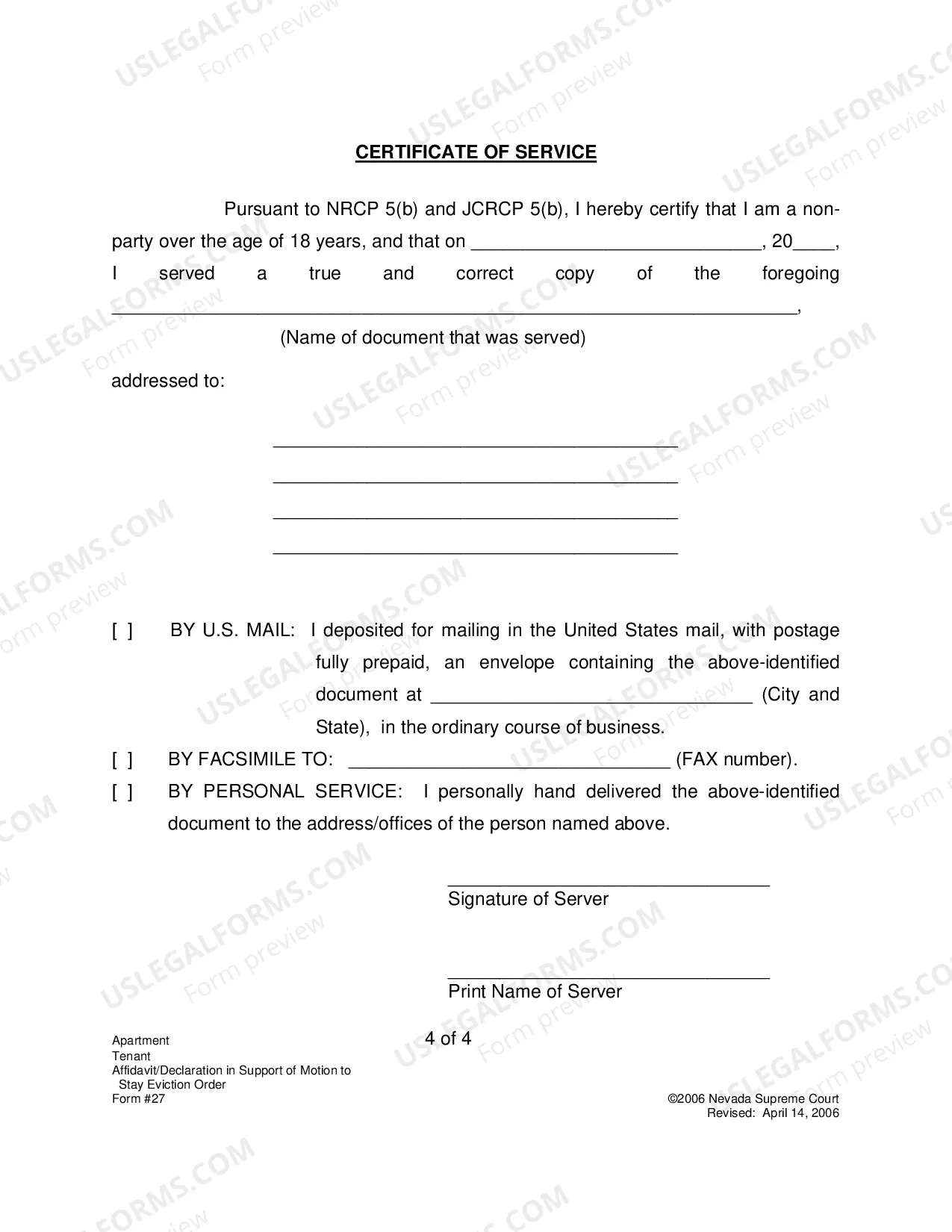 Preview Affidavit Or Declaration In Support of Motion To Stay Eviction Order