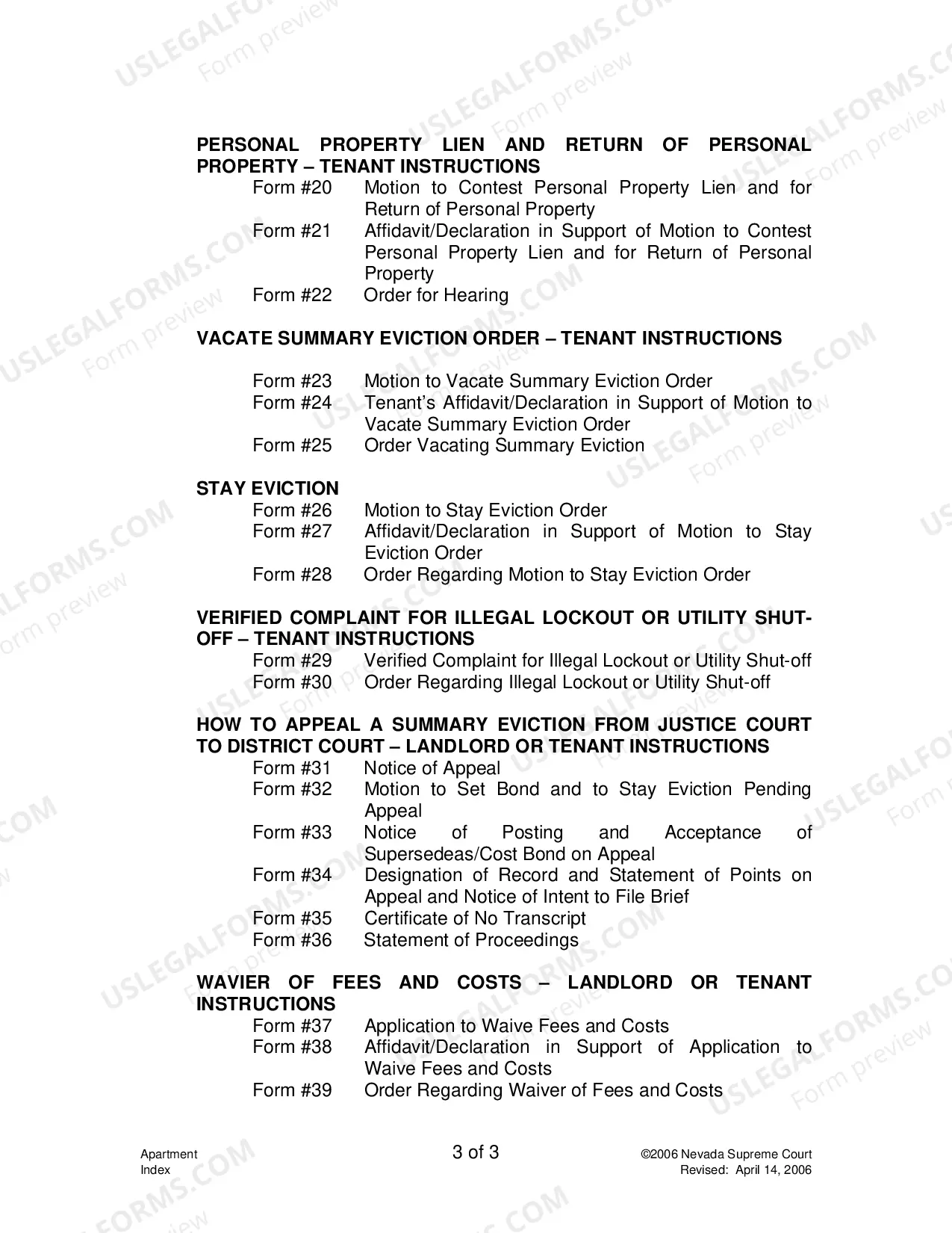 Preview Landlord-Tenant - Apartments - Forms Index