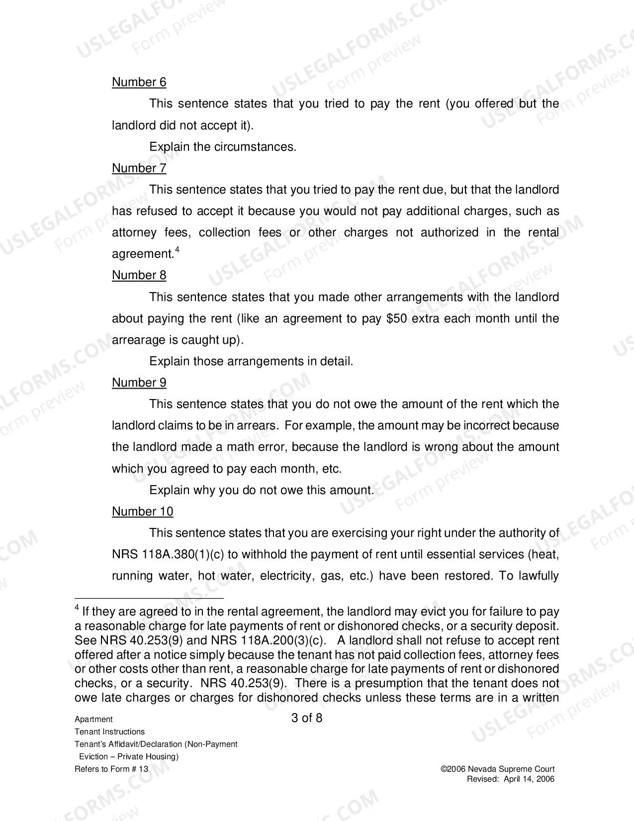 Preview Landlord-Tenant - Apts - Instructions for Form 13
