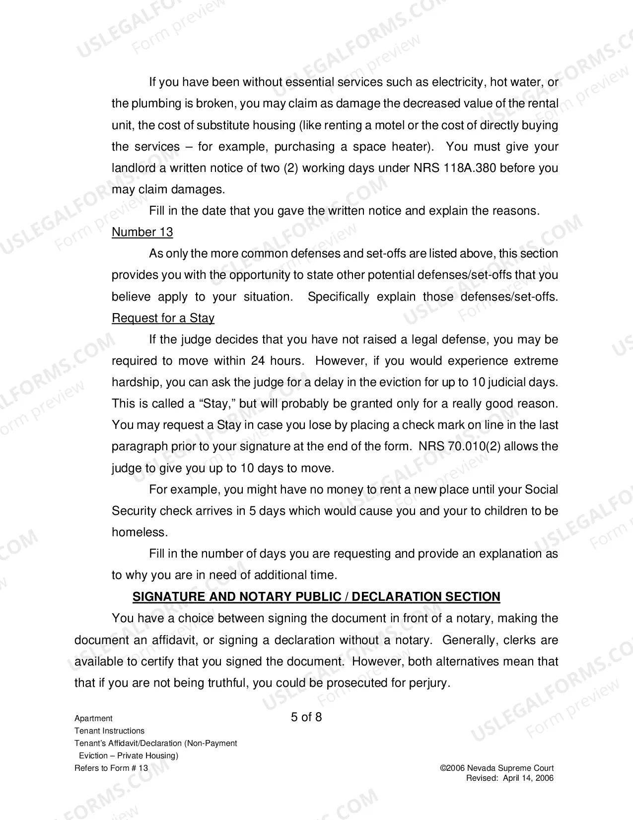 Preview Landlord-Tenant - Apts - Instructions for Form 13