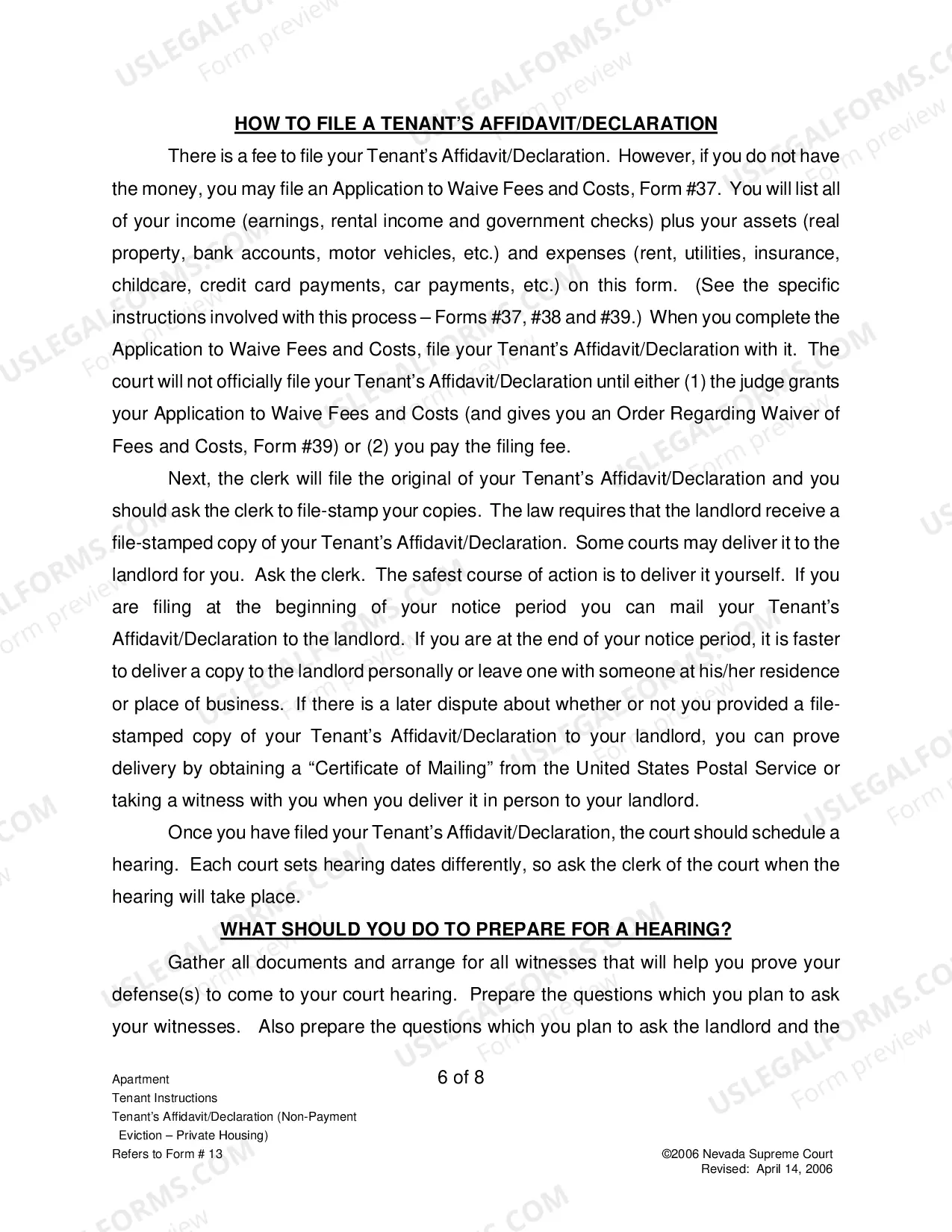 Preview Landlord-Tenant - Apts - Instructions for Form 13