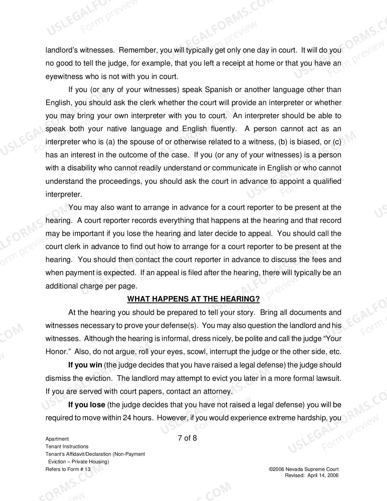 Preview Landlord-Tenant - Apts - Instructions for Form 13