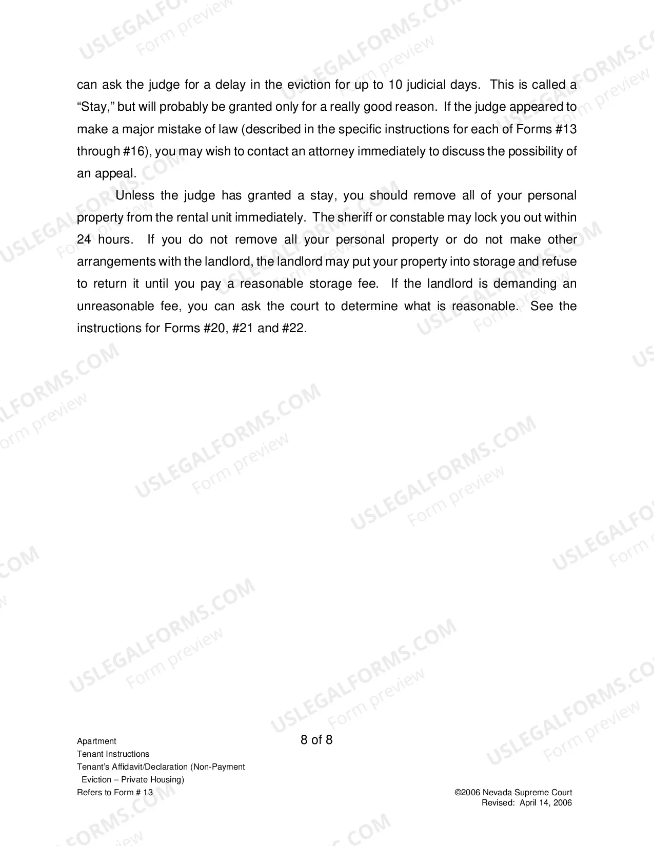 Preview Landlord-Tenant - Apts - Instructions for Form 13