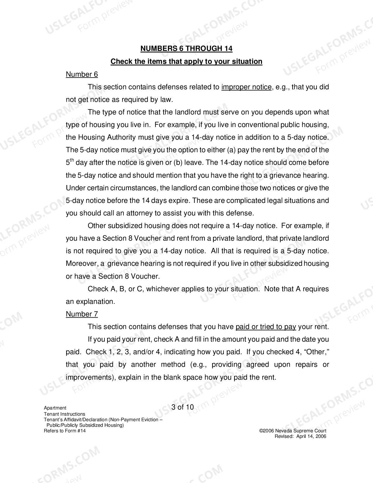 Preview Landlord-Tenant - Apts - Instructions for Form 14