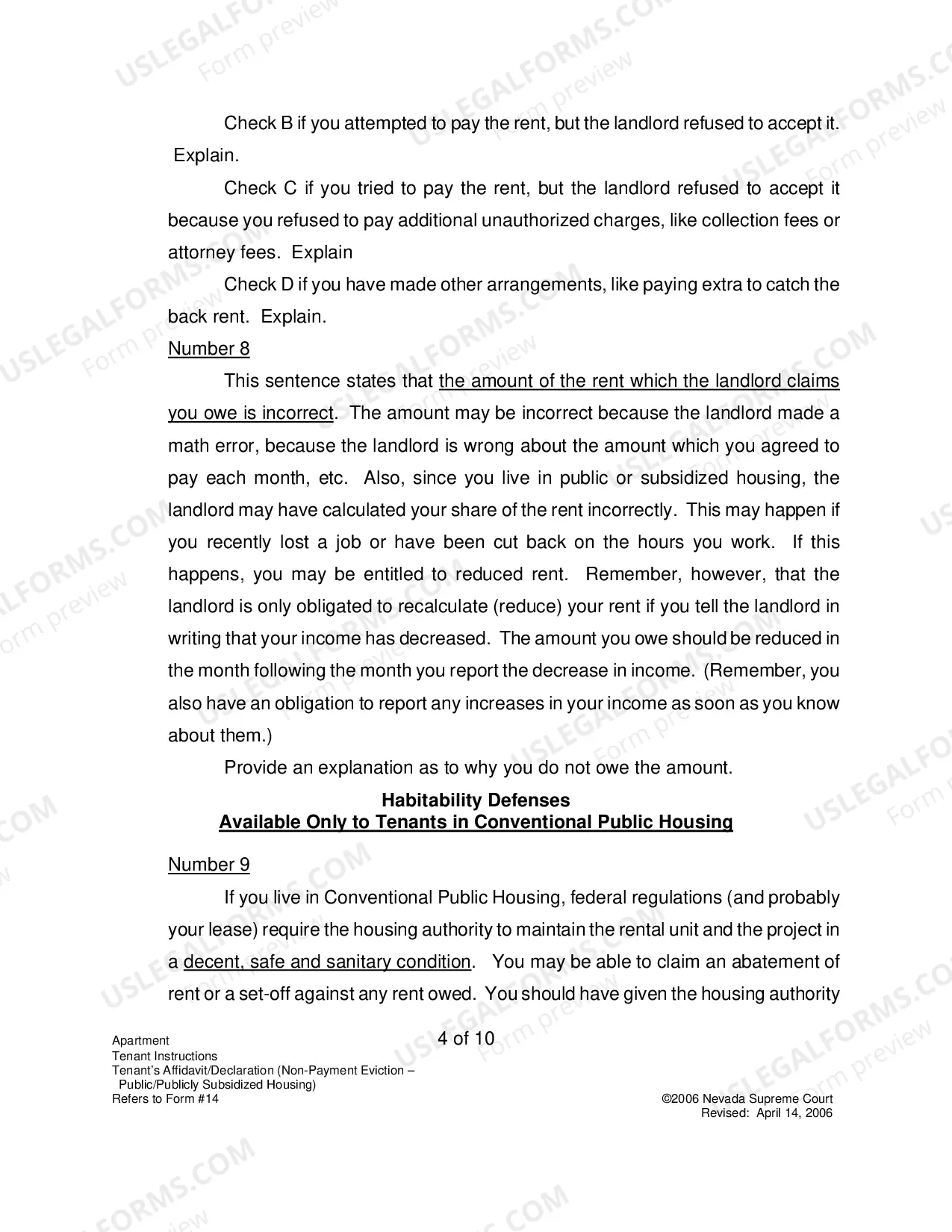 Preview Landlord-Tenant - Apts - Instructions for Form 14