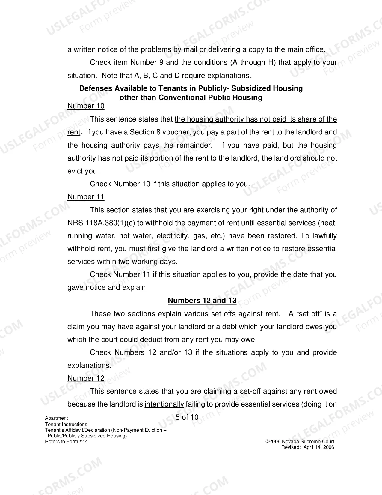 Preview Landlord-Tenant - Apts - Instructions for Form 14
