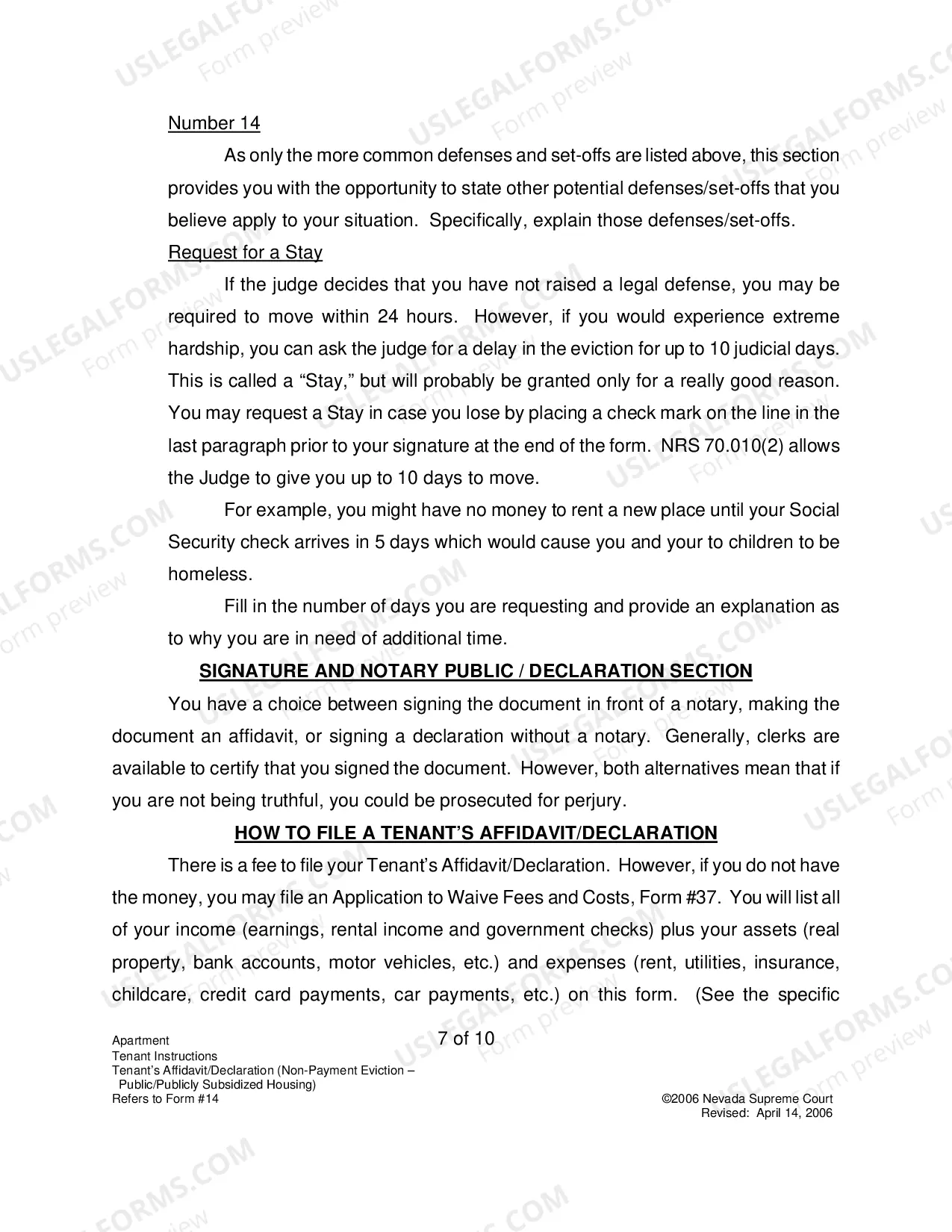 Preview Landlord-Tenant - Apts - Instructions for Form 14