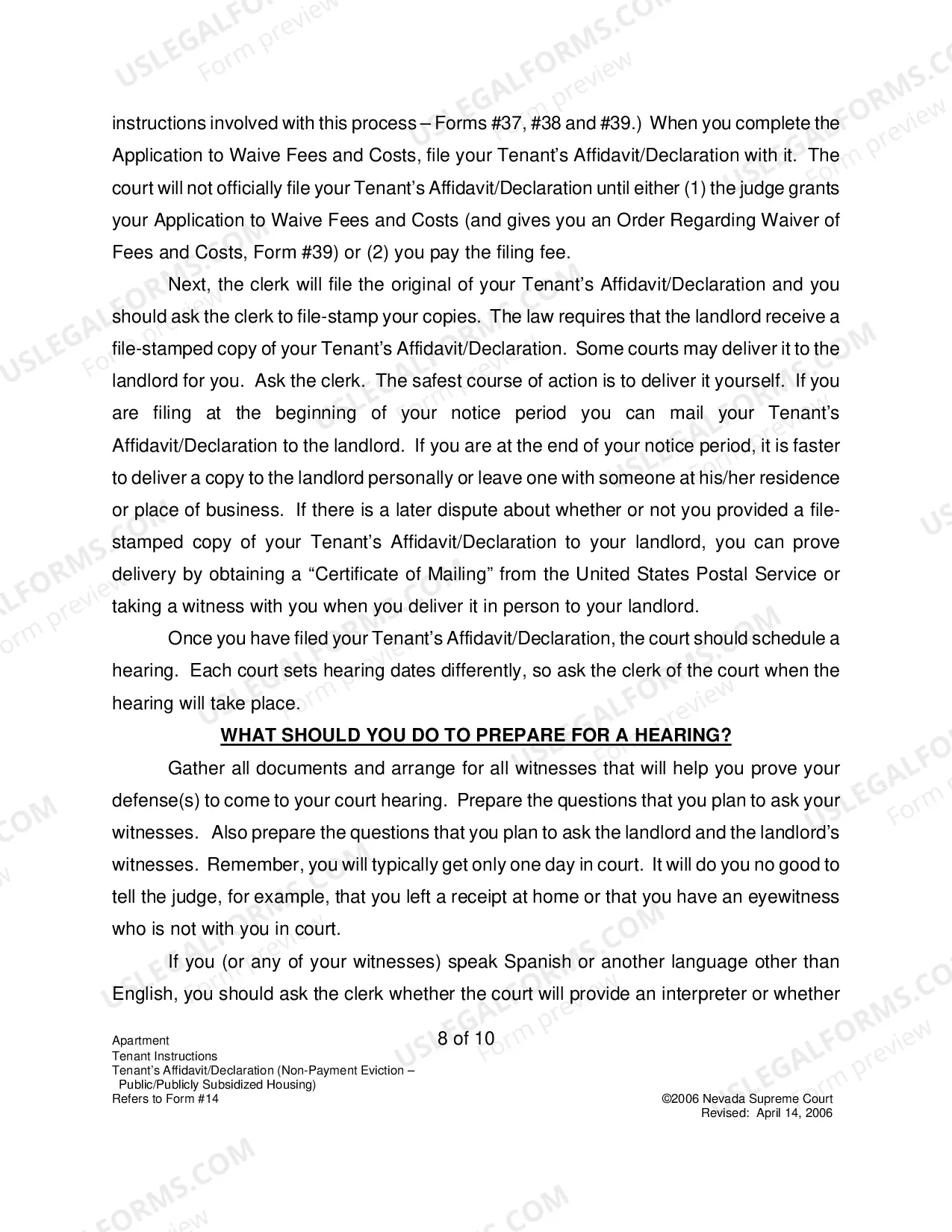 Preview Landlord-Tenant - Apts - Instructions for Form 14