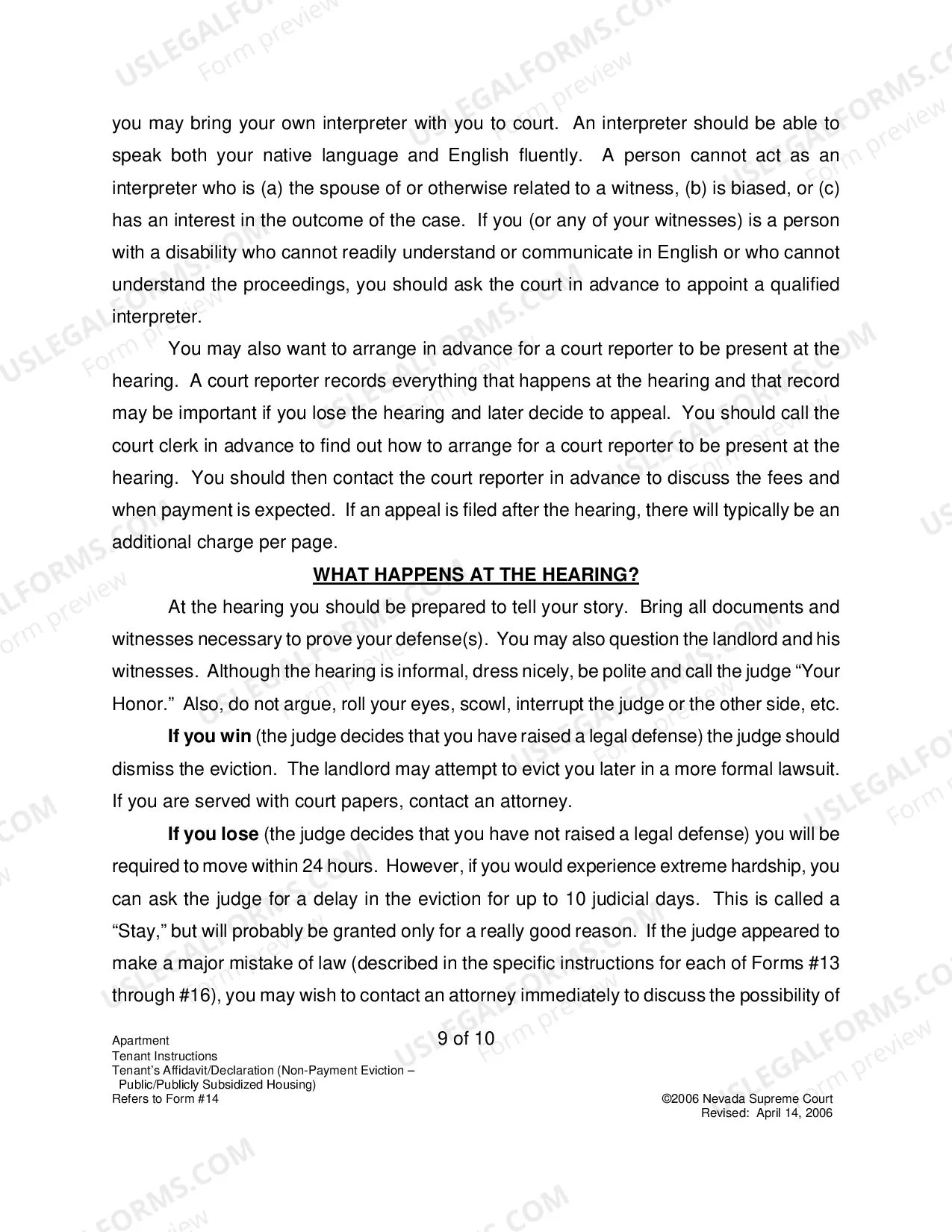 Preview Landlord-Tenant - Apts - Instructions for Form 14