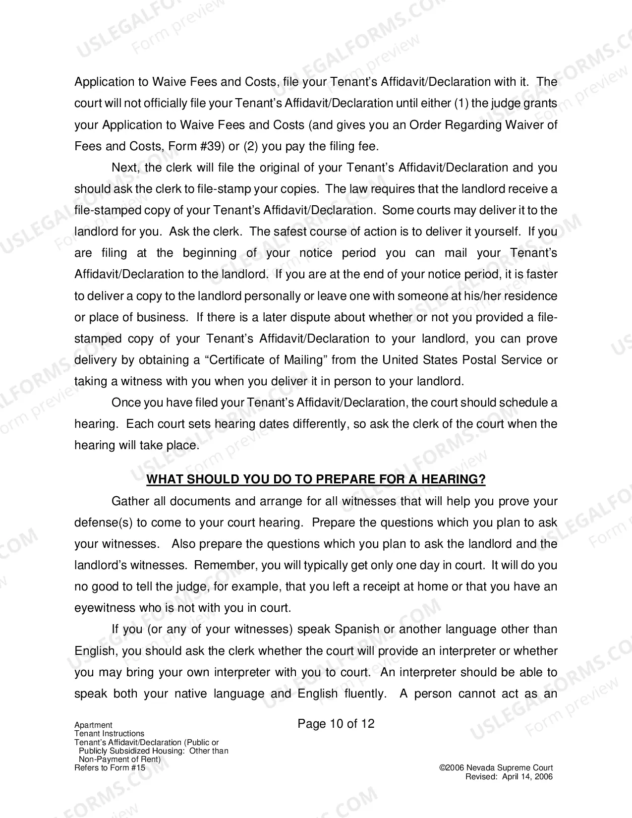 Preview Landlord-Tenant - Apts - Instructions for Form 15