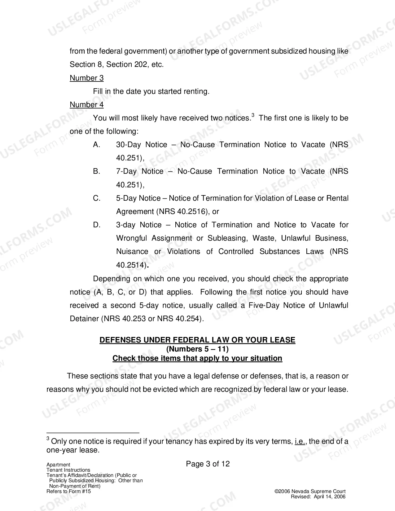 Preview Landlord-Tenant - Apts - Instructions for Form 15