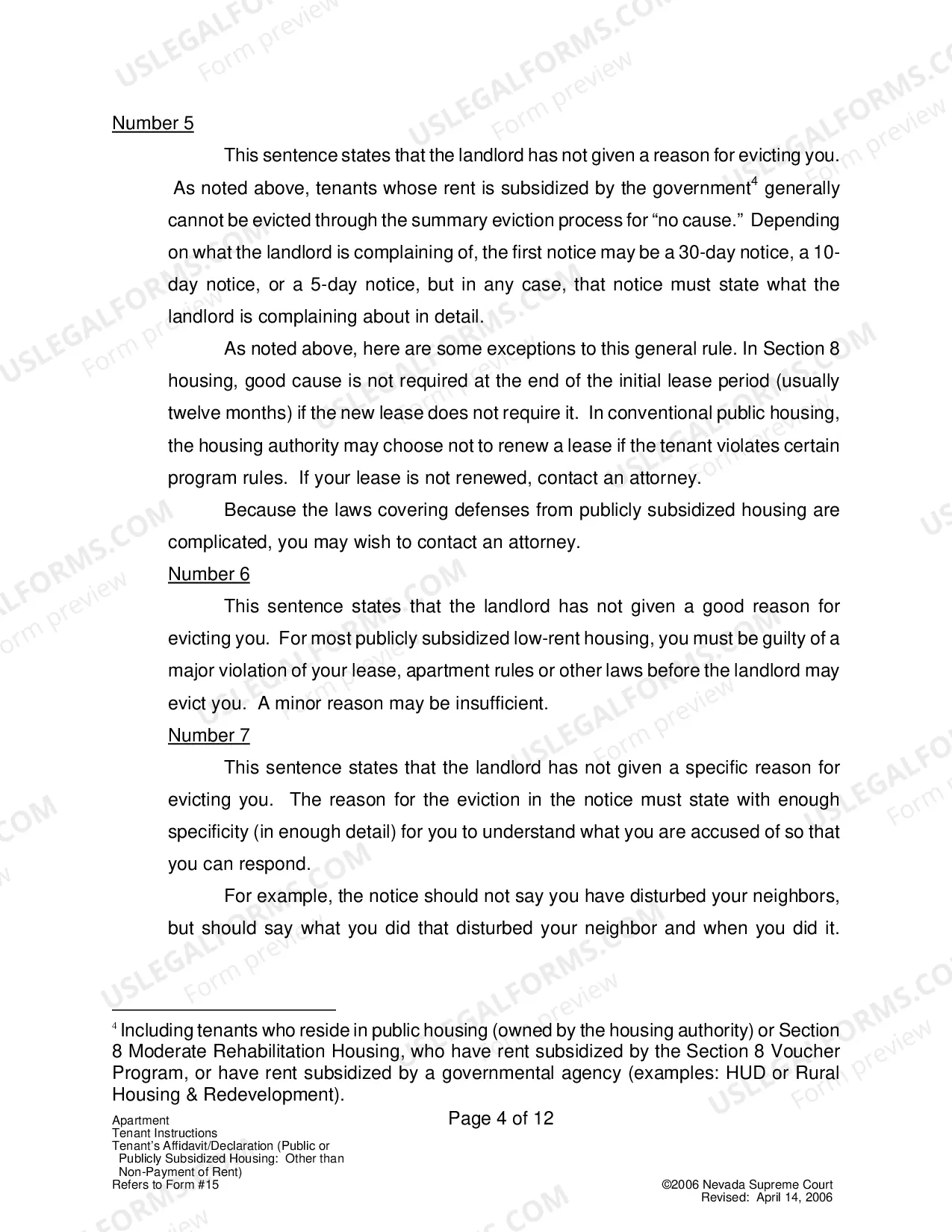 Preview Landlord-Tenant - Apts - Instructions for Form 15