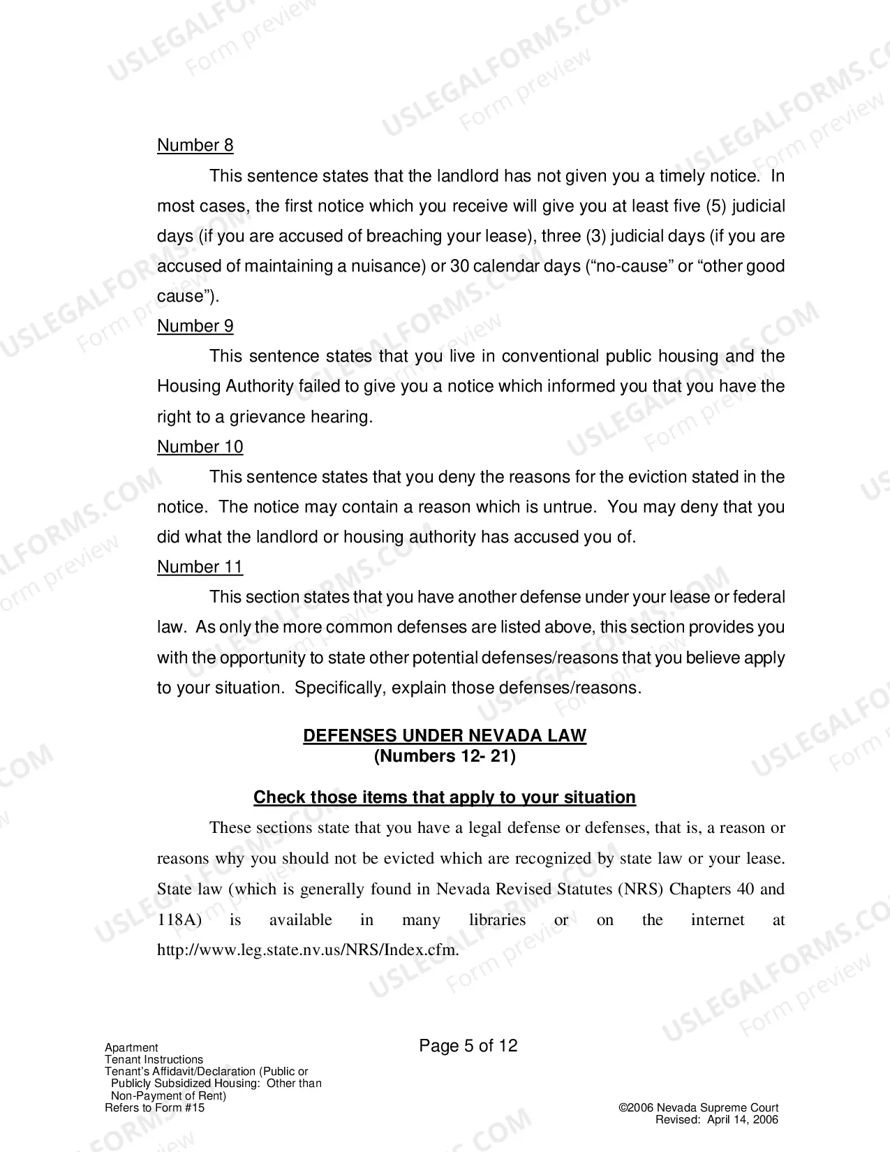 Preview Landlord-Tenant - Apts - Instructions for Form 15