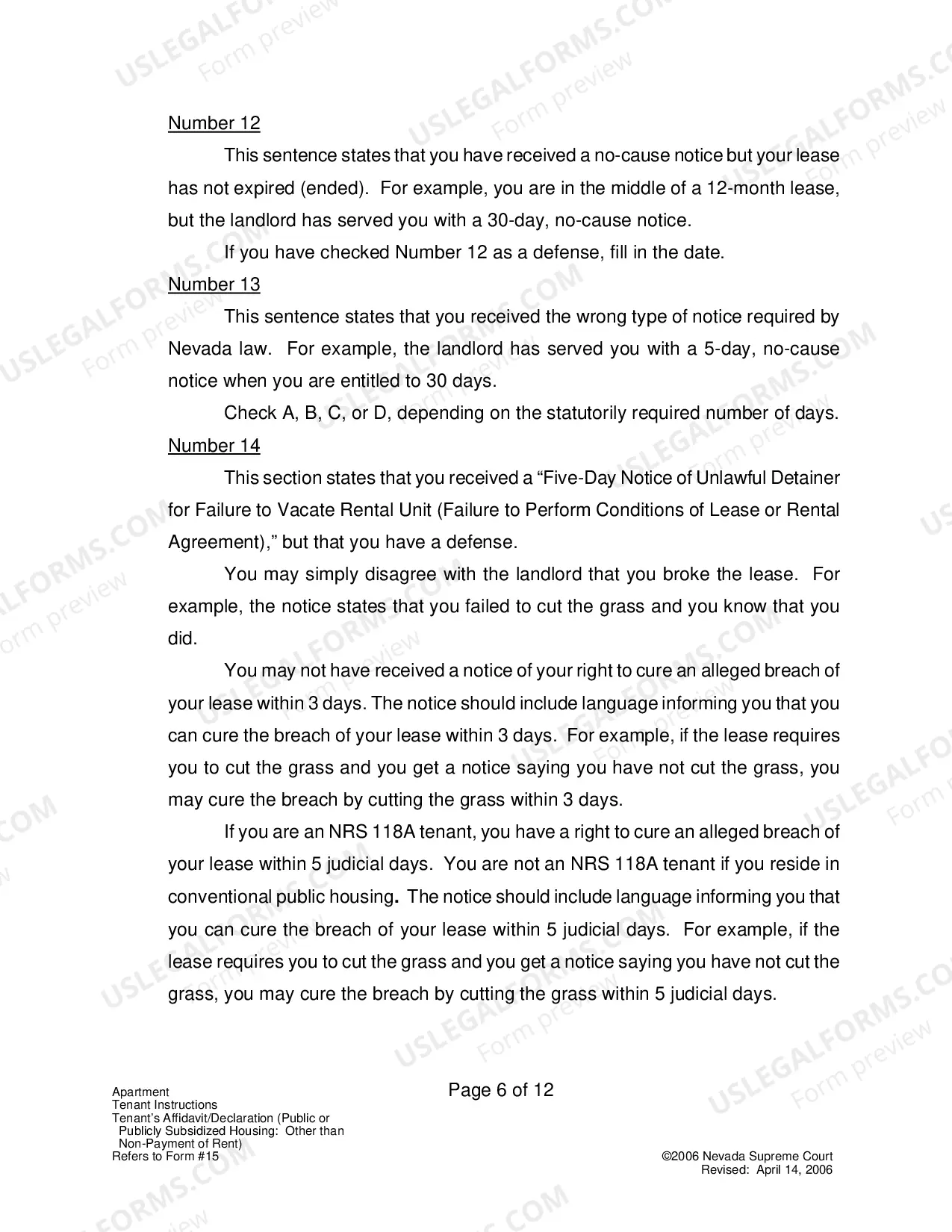 Preview Landlord-Tenant - Apts - Instructions for Form 15