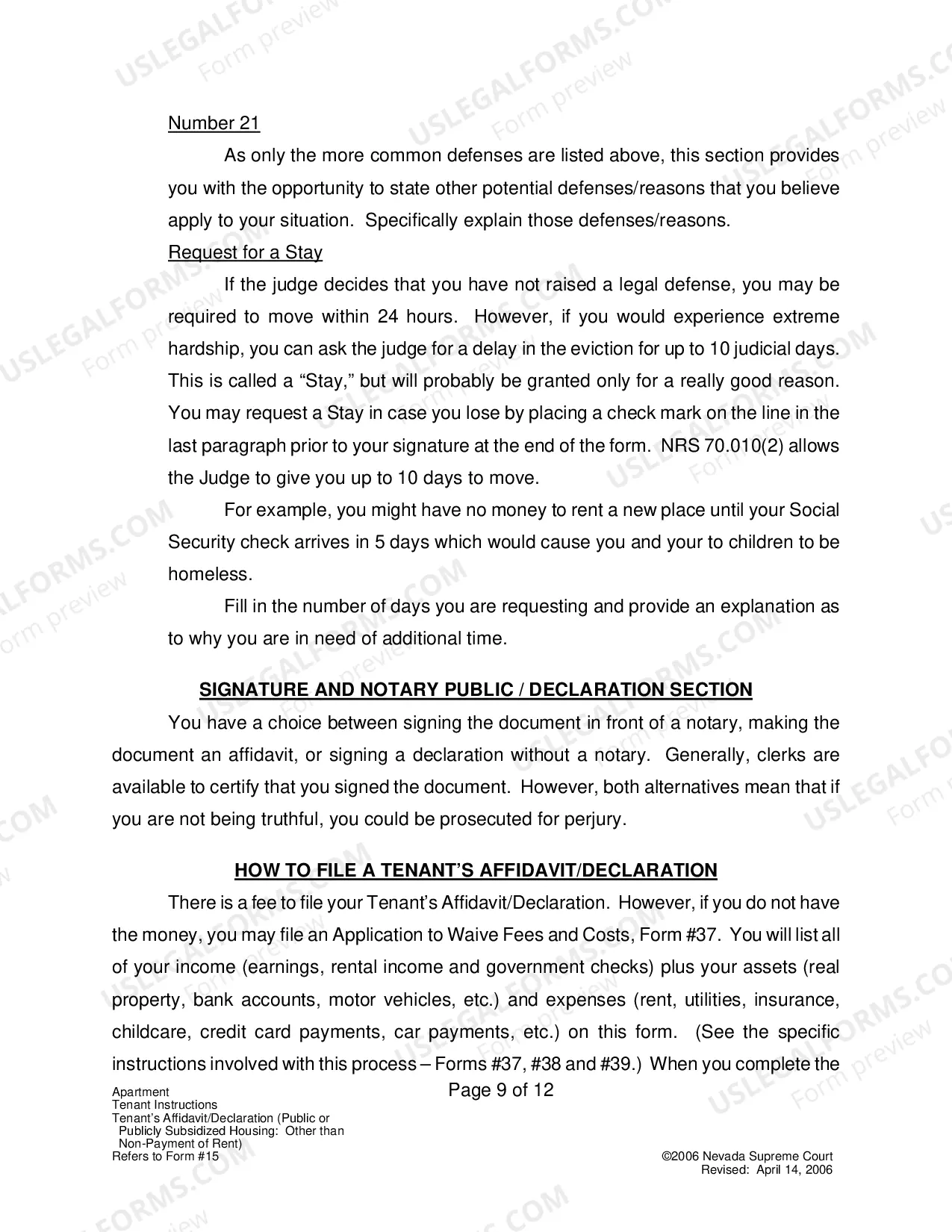 Preview Landlord-Tenant - Apts - Instructions for Form 15