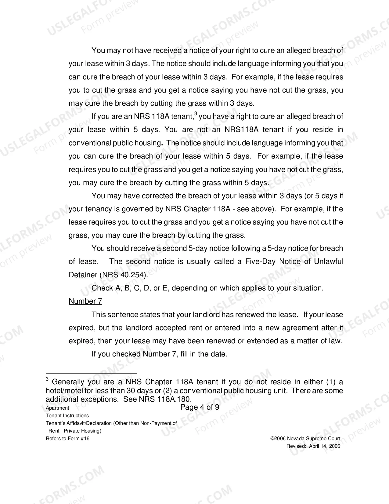 Preview Landlord-Tenant - Apts - Instructions for Form 16