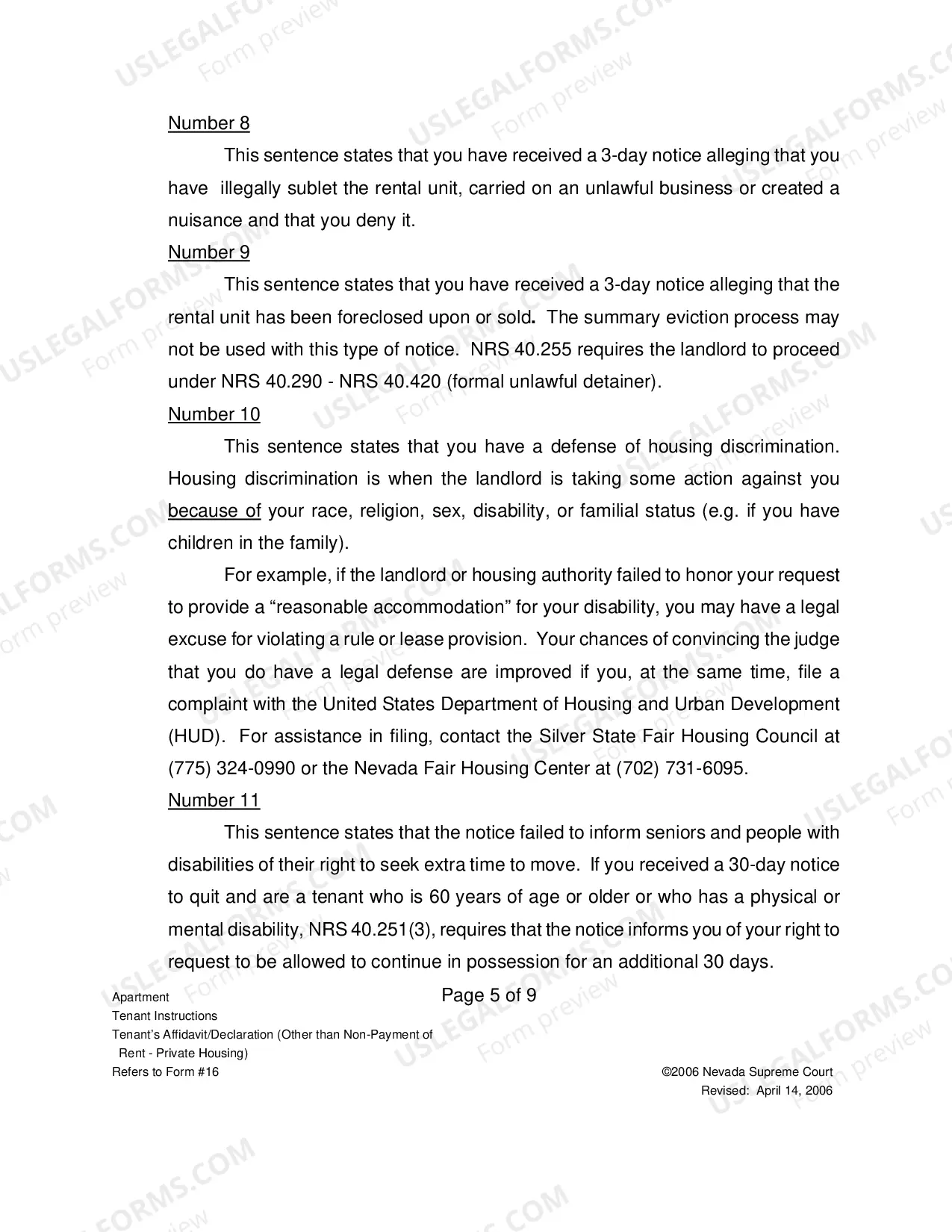 Preview Landlord-Tenant - Apts - Instructions for Form 16