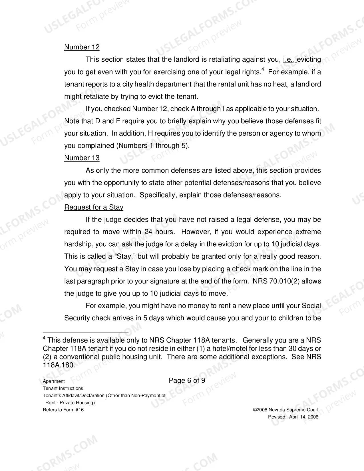 Preview Landlord-Tenant - Apts - Instructions for Form 16