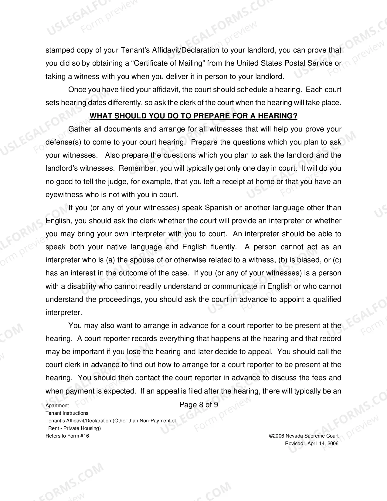 Preview Landlord-Tenant - Apts - Instructions for Form 16