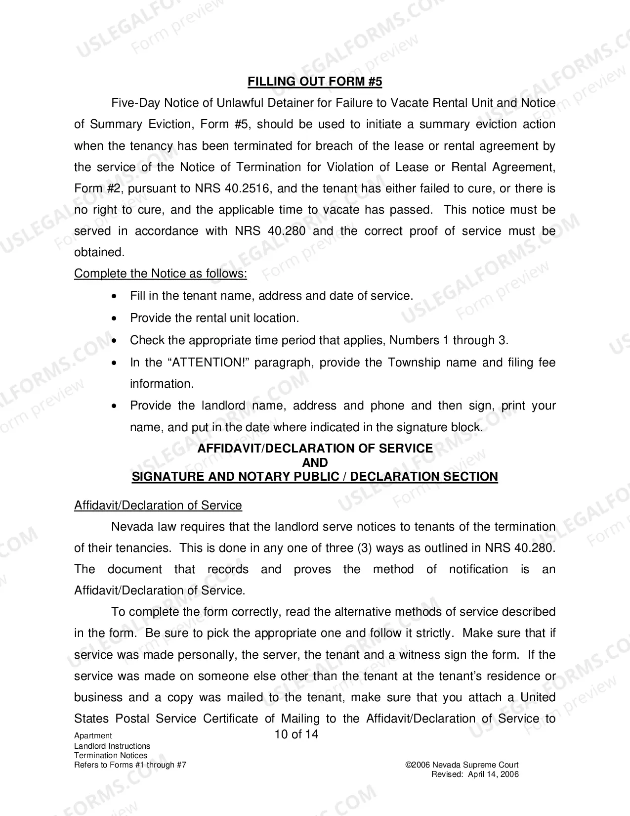 Preview Landlord-Tenant - Apts - Instructions for Forms 1-7