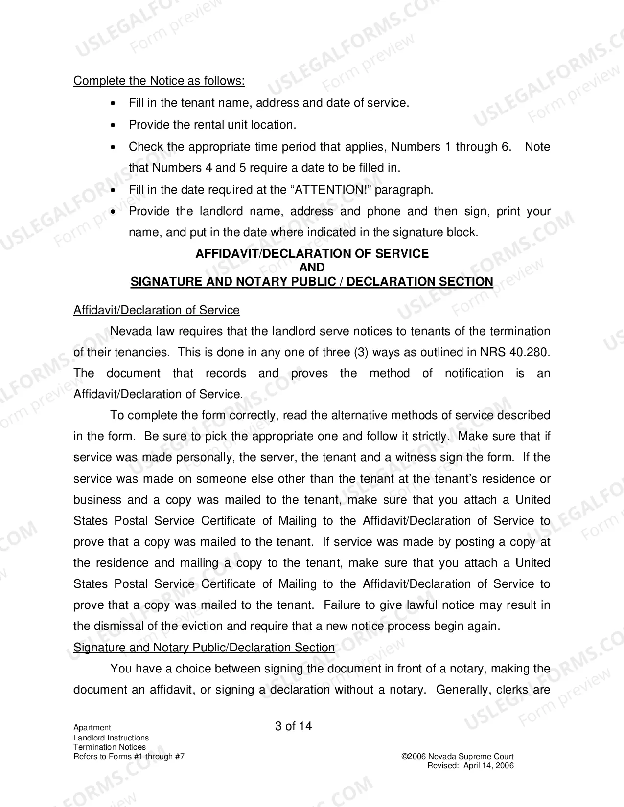 Preview Landlord-Tenant - Apts - Instructions for Forms 1-7