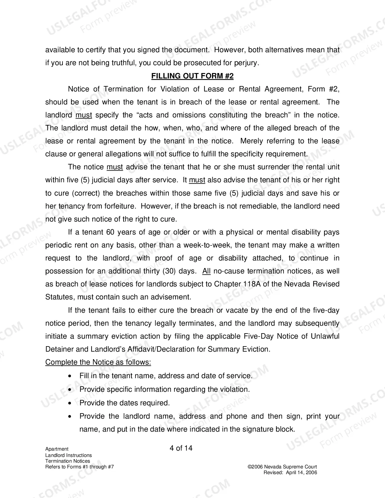 Preview Landlord-Tenant - Apts - Instructions for Forms 1-7