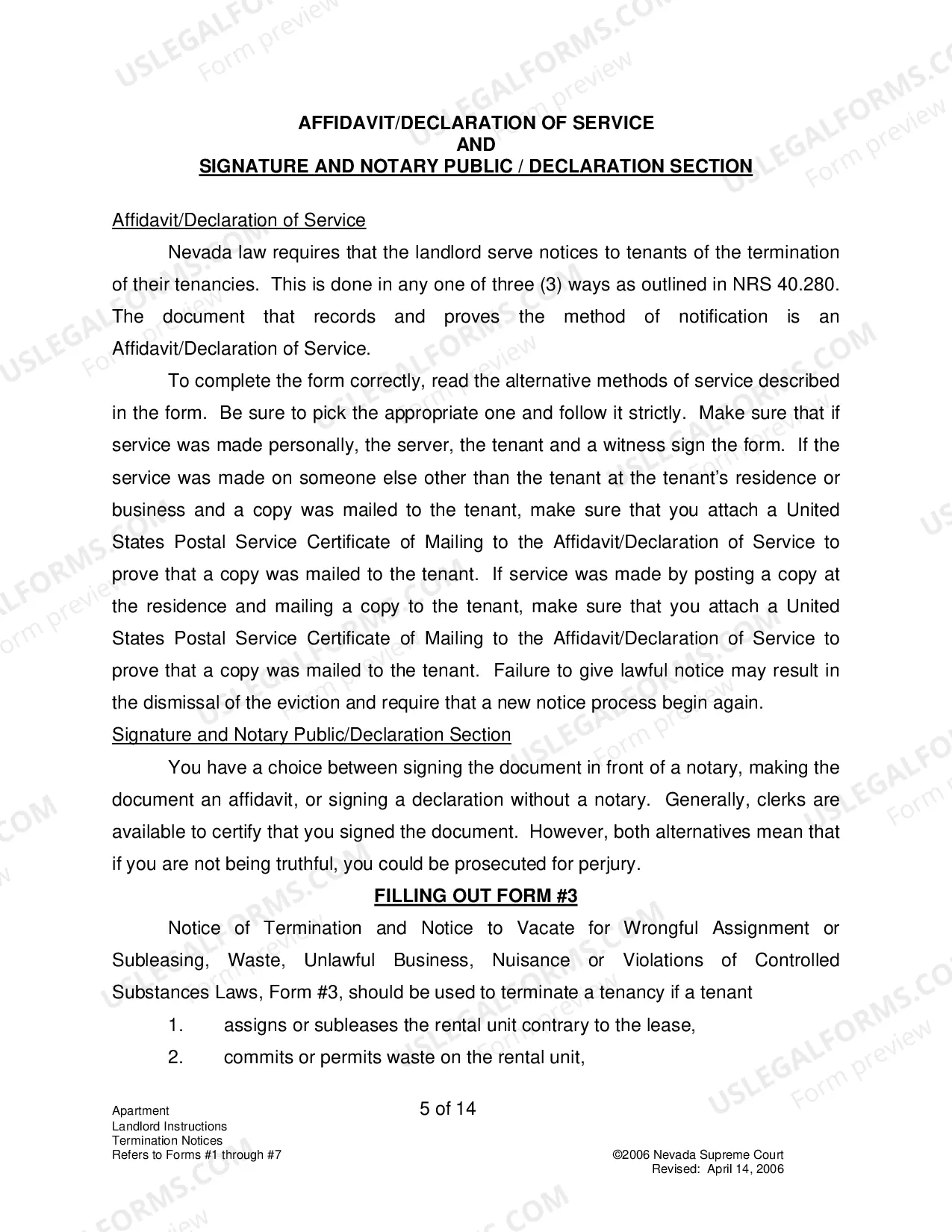 Preview Landlord-Tenant - Apts - Instructions for Forms 1-7