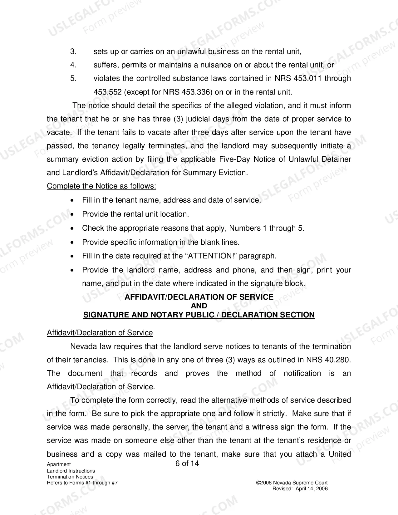Preview Landlord-Tenant - Apts - Instructions for Forms 1-7