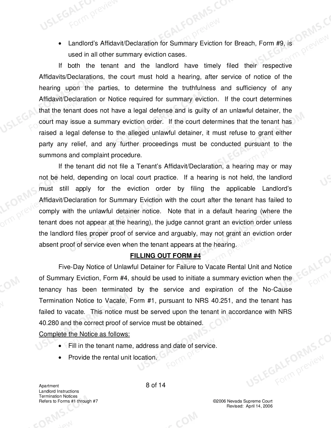 Preview Landlord-Tenant - Apts - Instructions for Forms 1-7