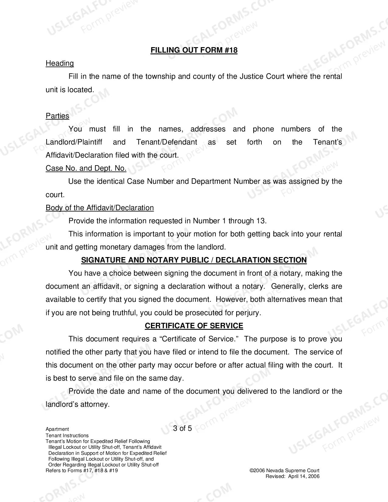 Preview Landlord-Tenant - Apts - Instructions for Forms 17-19