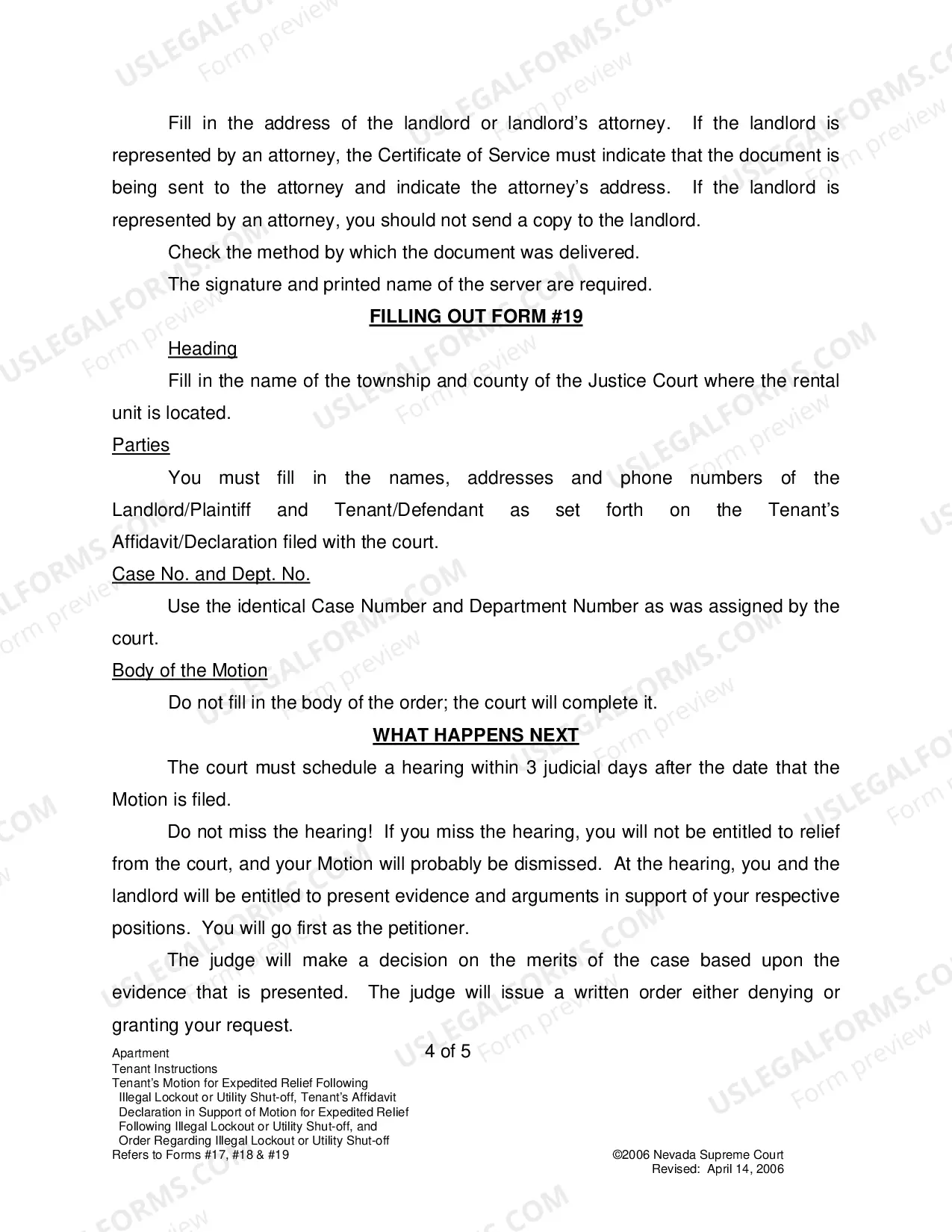 Preview Landlord-Tenant - Apts - Instructions for Forms 17-19