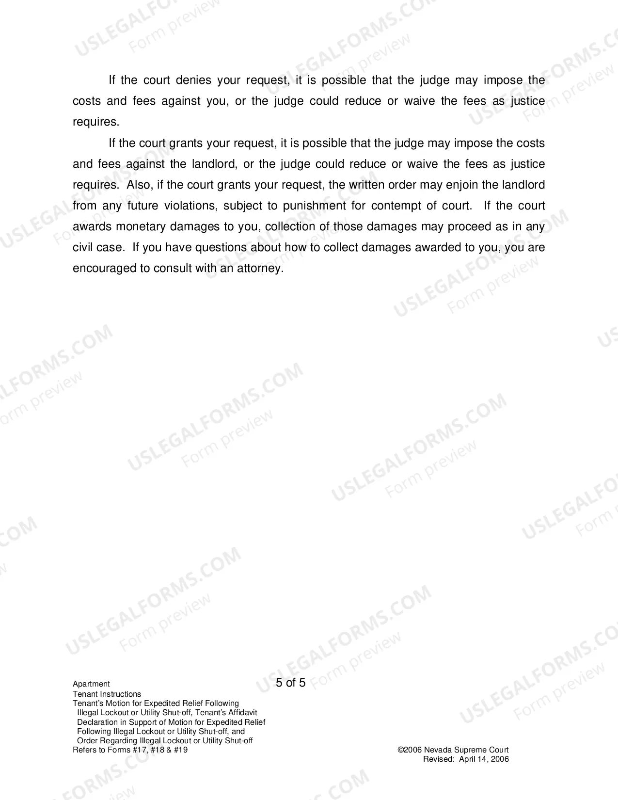 Preview Landlord-Tenant - Apts - Instructions for Forms 17-19