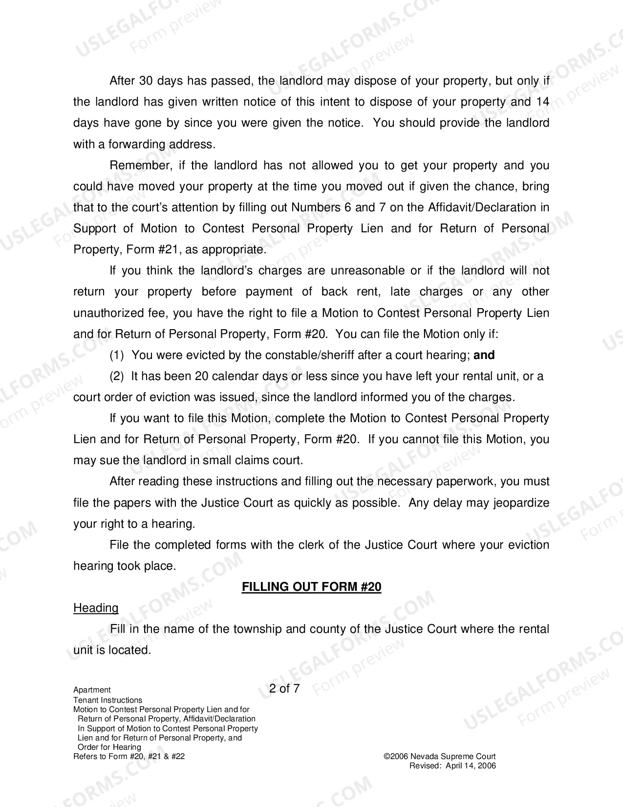 Preview Landlord-Tenant - Apts - Instructions for Forms 20-22