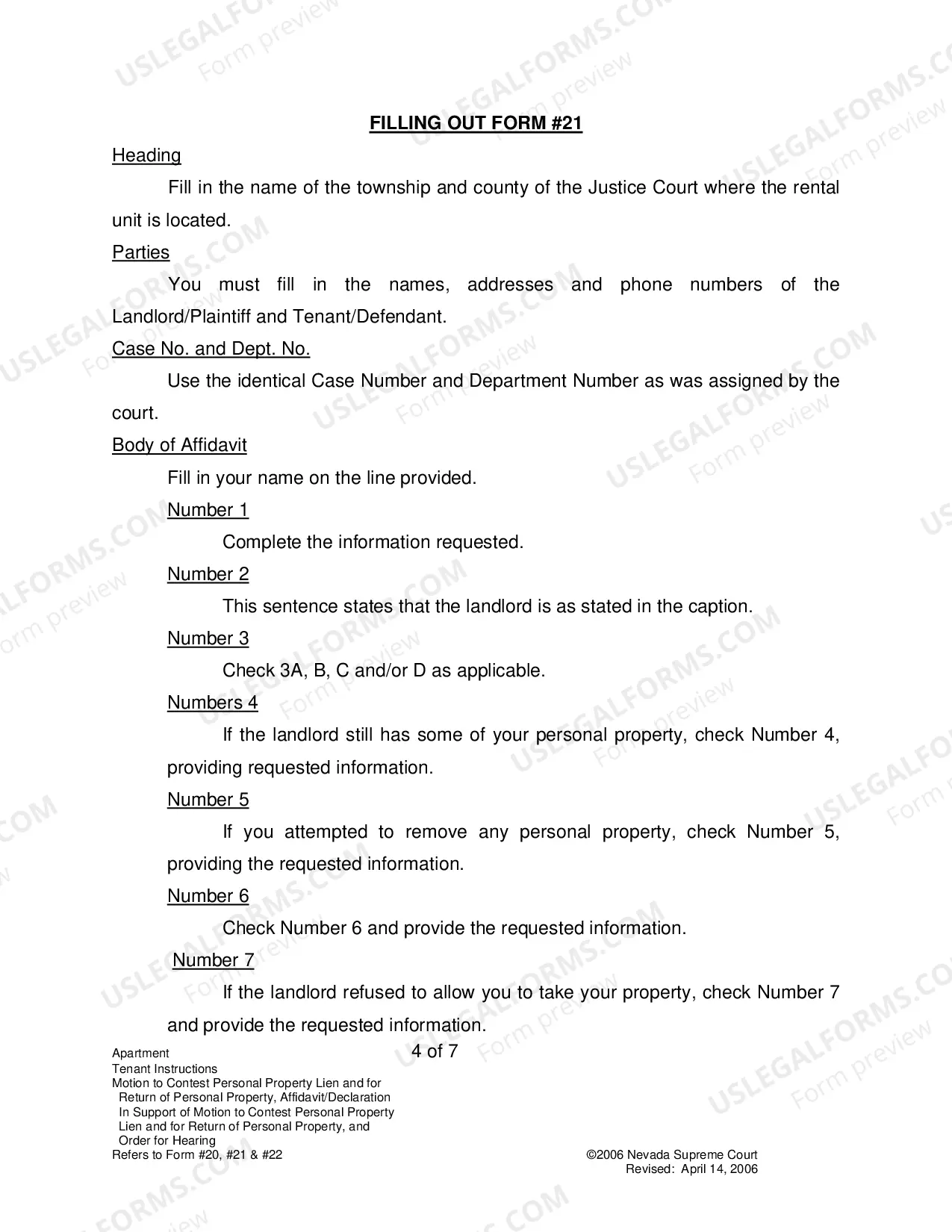 Preview Landlord-Tenant - Apts - Instructions for Forms 20-22