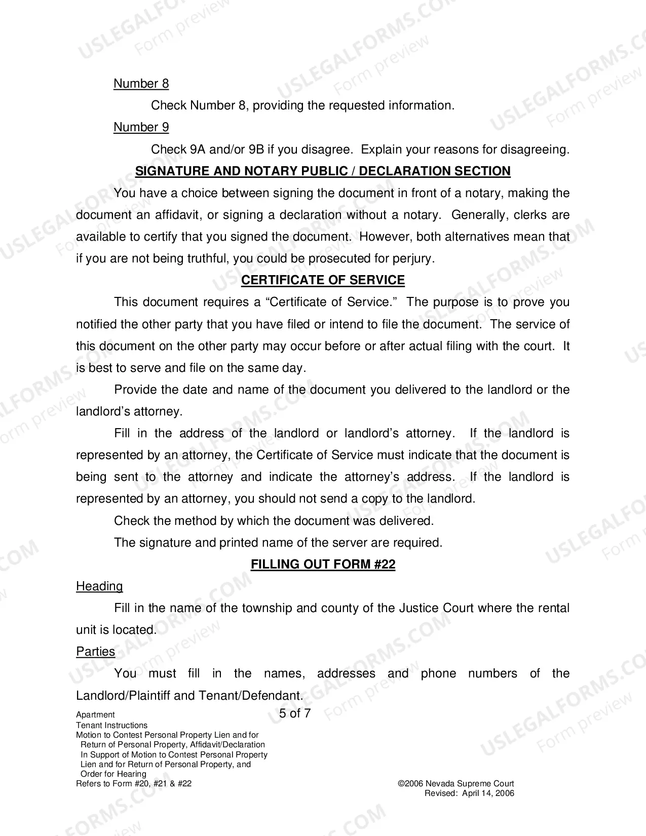 Preview Landlord-Tenant - Apts - Instructions for Forms 20-22
