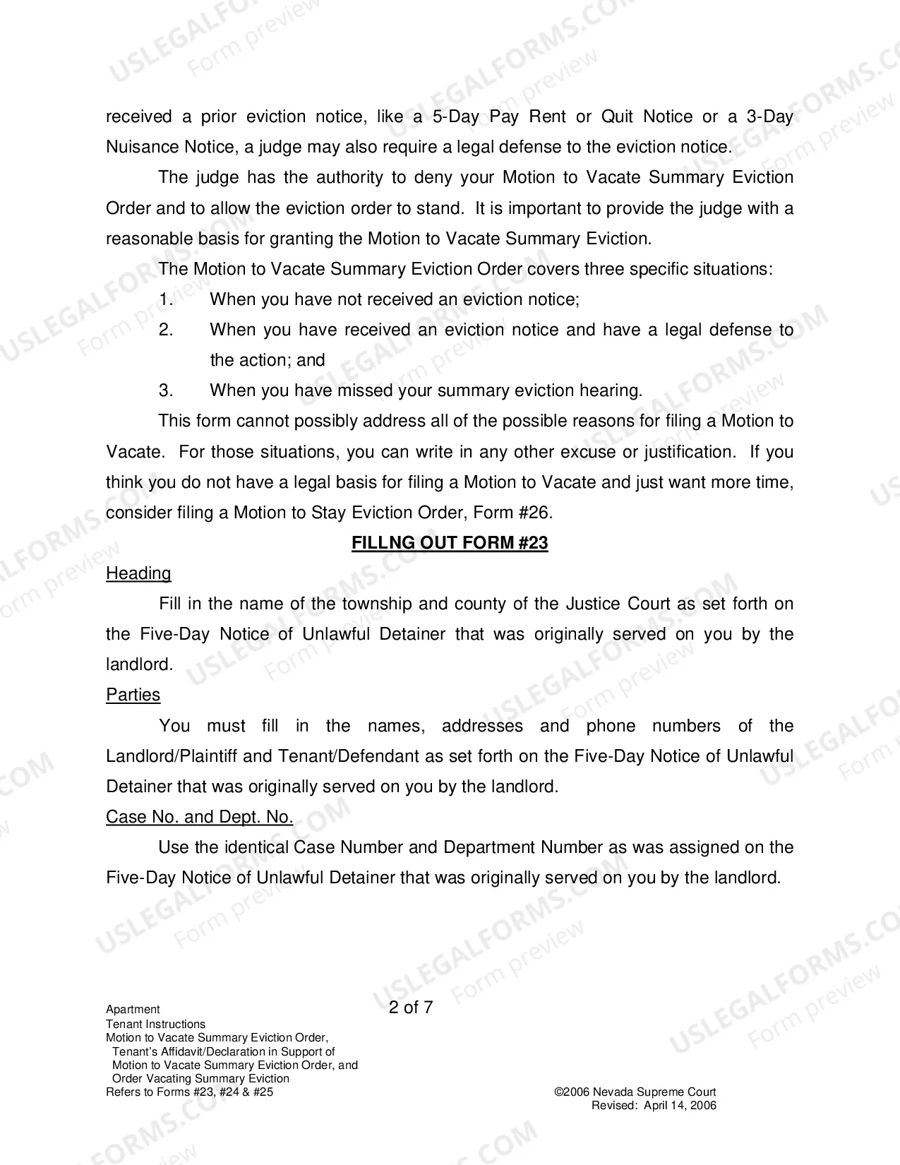 Preview Landlord-Tenant - Apts - Instructions for Forms 23-25