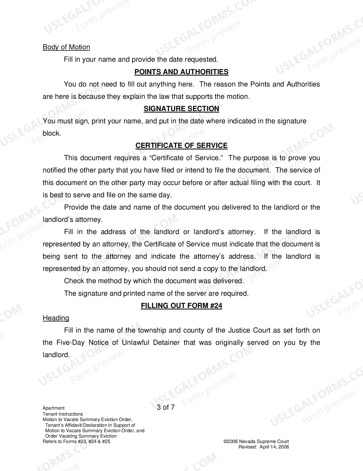Preview Landlord-Tenant - Apts - Instructions for Forms 23-25