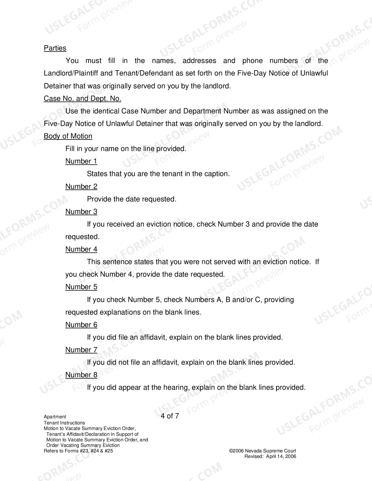 Preview Landlord-Tenant - Apts - Instructions for Forms 23-25