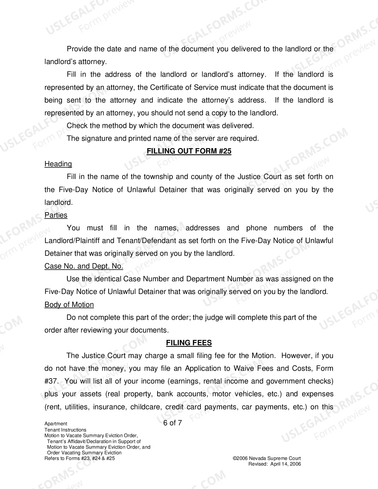 Preview Landlord-Tenant - Apts - Instructions for Forms 23-25
